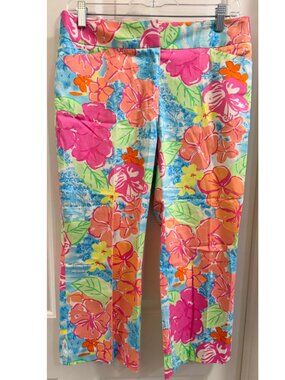 Lilly Pulitzer Floral Capri Pants Size 4 Bright Preppy Summer